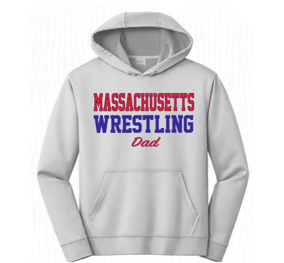 Massachusetts Wrestling - Dad - Grey Dry Fit Hoodie