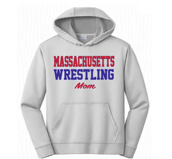 Massachusetts Wrestling - Mom - Grey Dry Fit Hoodie