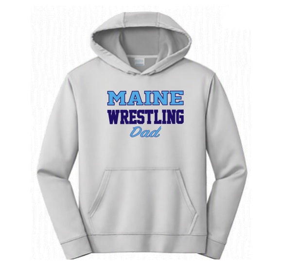 Maine Wrestling - Dad - Grey Dry Fit Hoodie