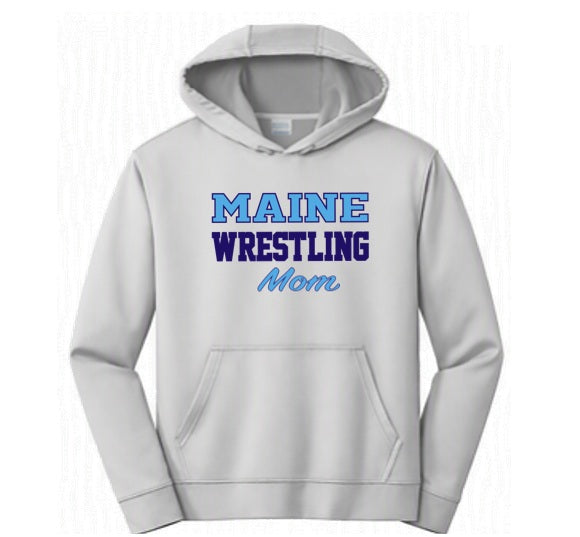 Maine Wrestling - Mom - Grey Dry Fit Hoodie