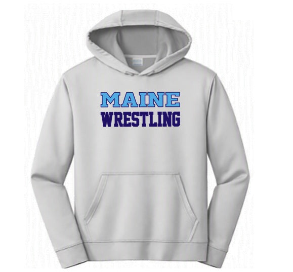 Maine Wrestling - Grey Dry Fit Hoodie