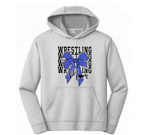 Wrestling Mom - Blue - Grey Dry Fit Hoodie