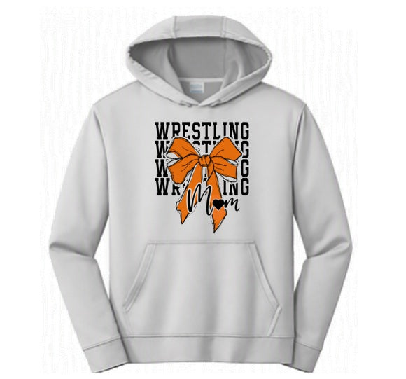Wrestling Mom - Orange - Grey Dry Fit Hoodie