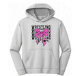 Wrestling Mom - Pink - Grey Dry Fit Hoodie