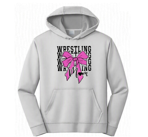 Wrestling Mom - Pink - Grey Dry Fit Hoodie