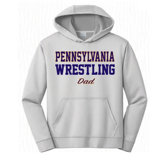 Pennsylvania Wrestling - Dad - Grey Dry Fit Hoodie