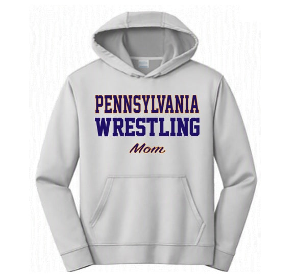 Pennsylvania Wrestling - Mom - Grey Dry Fit Hoodie