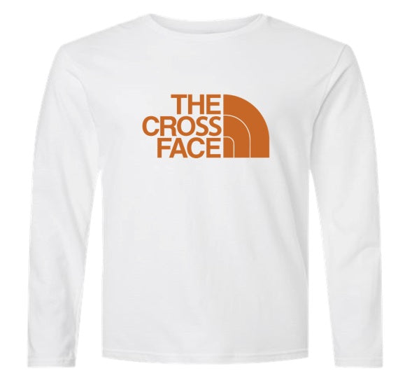 Cross Face - Orange - Grey Dry Fit Long Sleeve Shirt