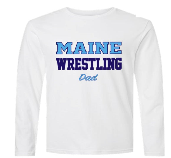 Maine Wrestling Dad - Grey Dry Fit Long Sleeve Shirt