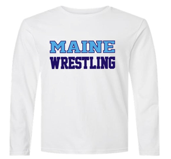 Maine Wrestling - Grey Dry Fit Long Sleeve Shirt