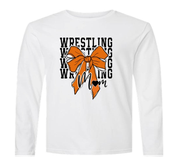 Wrestling Mom - Orange - Grey Dry Fit Long Sleeve Shirt