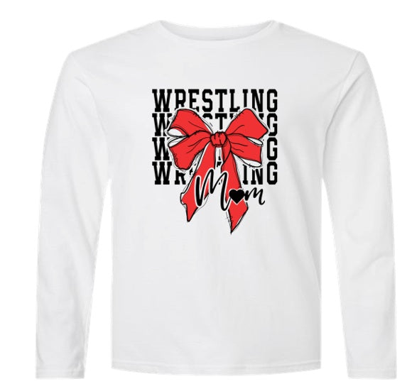 Wrestling Mom - Red - Grey Dry Fit Long Sleeve Shirt
