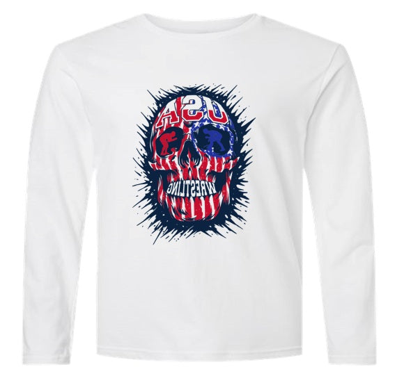 USA Wrestling Skull - Grey Dry Fit Long Sleeve Shirt