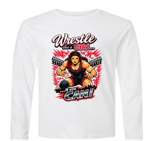 Like a Girl Wrestling - Grey Dry Fit Long Sleeve Shirt