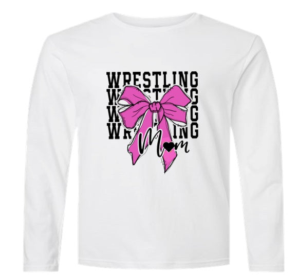 Wrestling Mom - Pink - Grey Dry Fit Long Sleeve Shirt