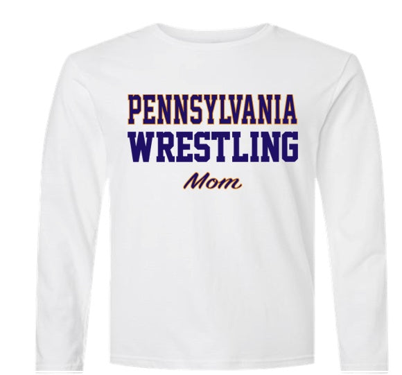 Pennsylvania Wrestling Mom - Grey Dry Fit Long Sleeve Shirt