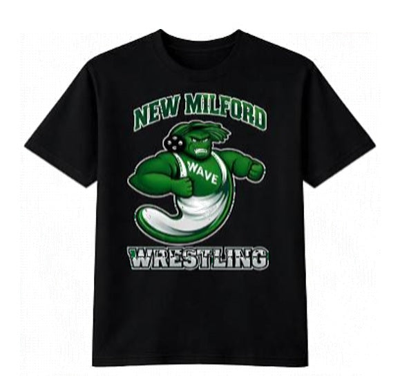 Black Short Sleeve Cotton T-Shirt - New Milford Wrestling