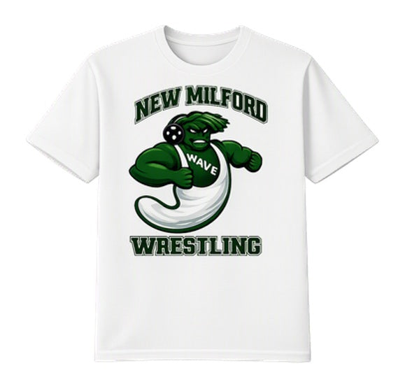 White Short Sleeve Cotton T-Shirt - New Milford Wrestling